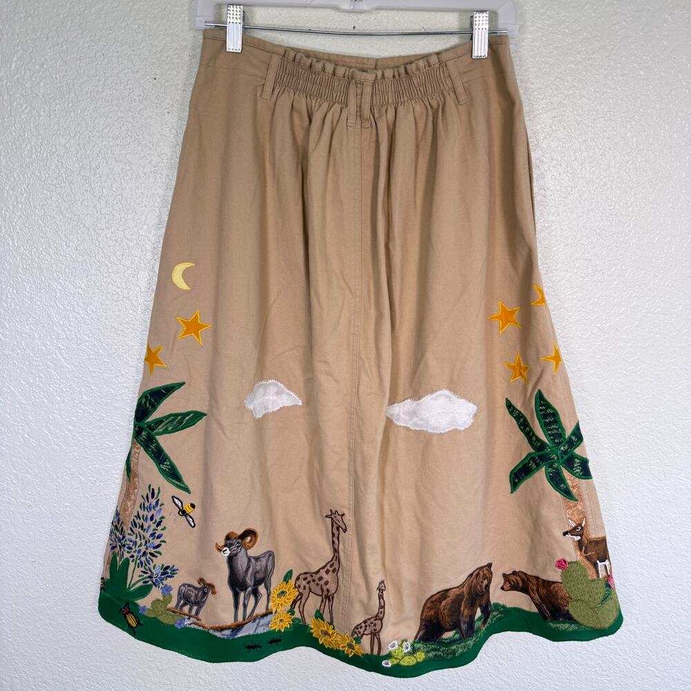 Vintage Noahs Ark Skirt Womens 14 Animals Teacher Bible Art to Wear Handmade - Picture 2 of 16